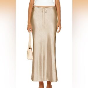 Luxurious Satin Floor-Length Maxi Skirt in Champagne